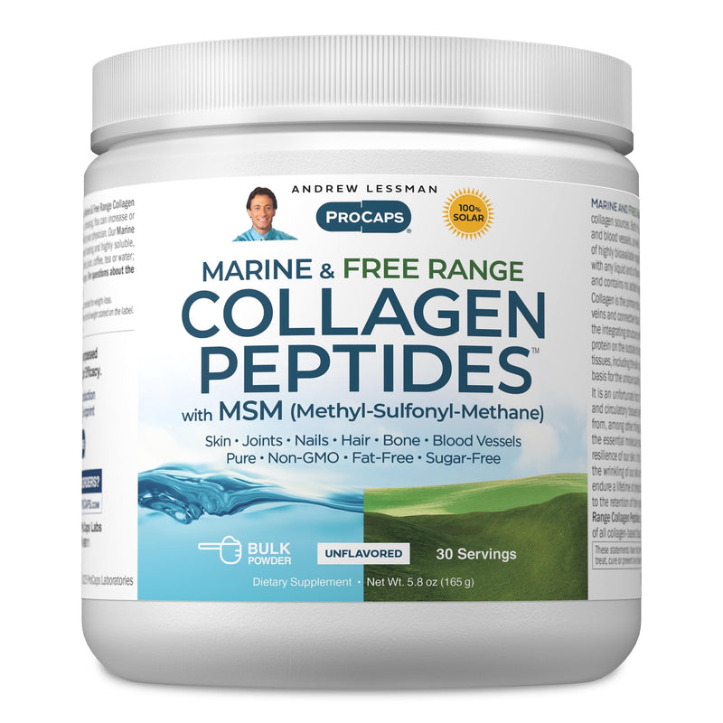 ANDREW LESSMAN ProCaps Marine Collagen Peptides with MSM Powder 30 Servings | Marine & Free Range Hydrolyzed Collagen Peptides, MSM, Collagen Protein Powder, Unflavored Formula 30 Servings (Pack of 1)