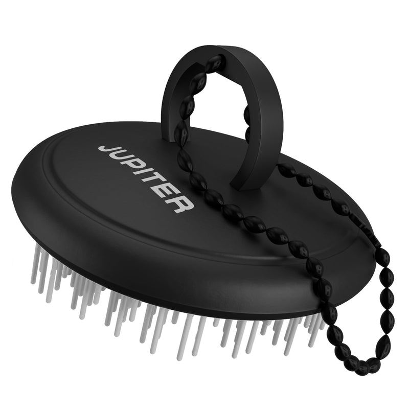 Jupiter Scalp Exfoliator - Scalp Massager Tool for Wet & Dry Hair - Ergonomic Detangler Brush - Dandruff Comb & Scrub to Remove Dandruff & Buildup and Support Circulation - Black/White Black/White 1 Pack