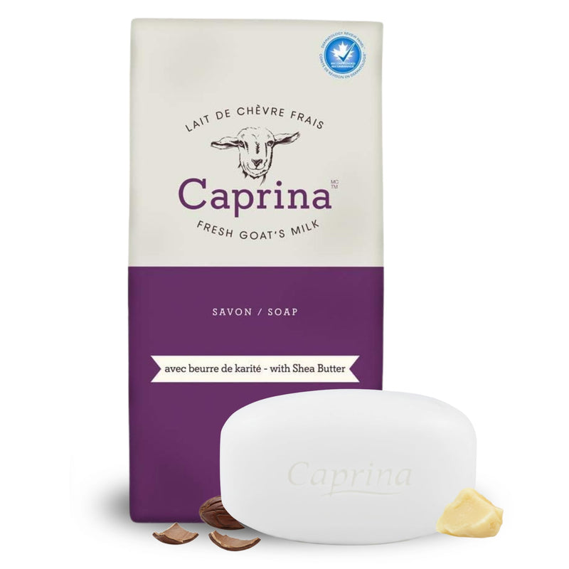 Caprina by Canus Caprina Bar Soap, Shea Butter, 3.2 Oz (6 Pack), With Fresh Canadian Goat Milk, Vitamin A, B3, Potassium, Zinc, and Selenium, Shea Butter, 6 Count