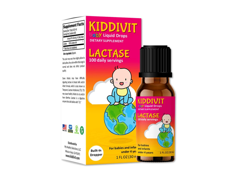 [Australia] - Kiddivit Baby Lactase Drops 1000 Units ‚Äì Gentle Digestive Support Enzyme Supplement ‚Äì 100 Daily Servings ‚Äì Built-in Dropper, Glass Bottle ‚Äì Gluten Free, Vegetarian, 1oz 