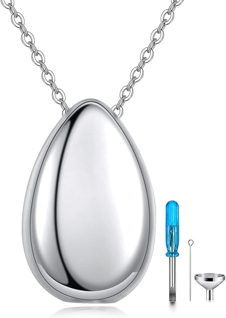 [Australia] - JMQJewelry Urn Stainless Steel Memorial Cremation Ashes Urn Pendant Necklace Keepsake Women Jewelry Water drop 