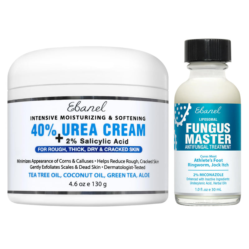 Ebanel Bundle of 40% Urea Cream 4.6 Oz, and Fungus Treatment 1 Oz