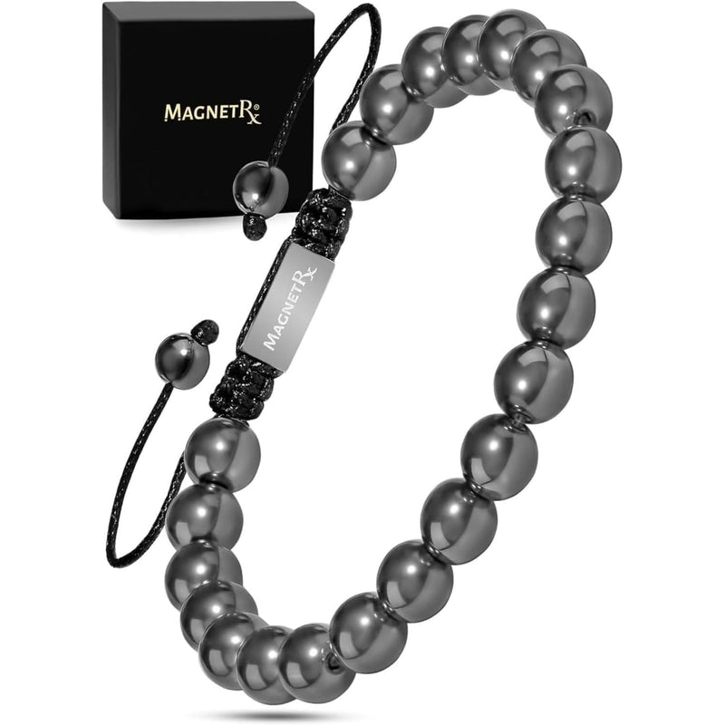 [Australia] - MagnetRX Hematite Magnetic Bracelet - Max Strength Magnet Stones - Beaded Magnetic Hematite Bracelets (Classic 8mm Bead) Classic 8mm Bead 