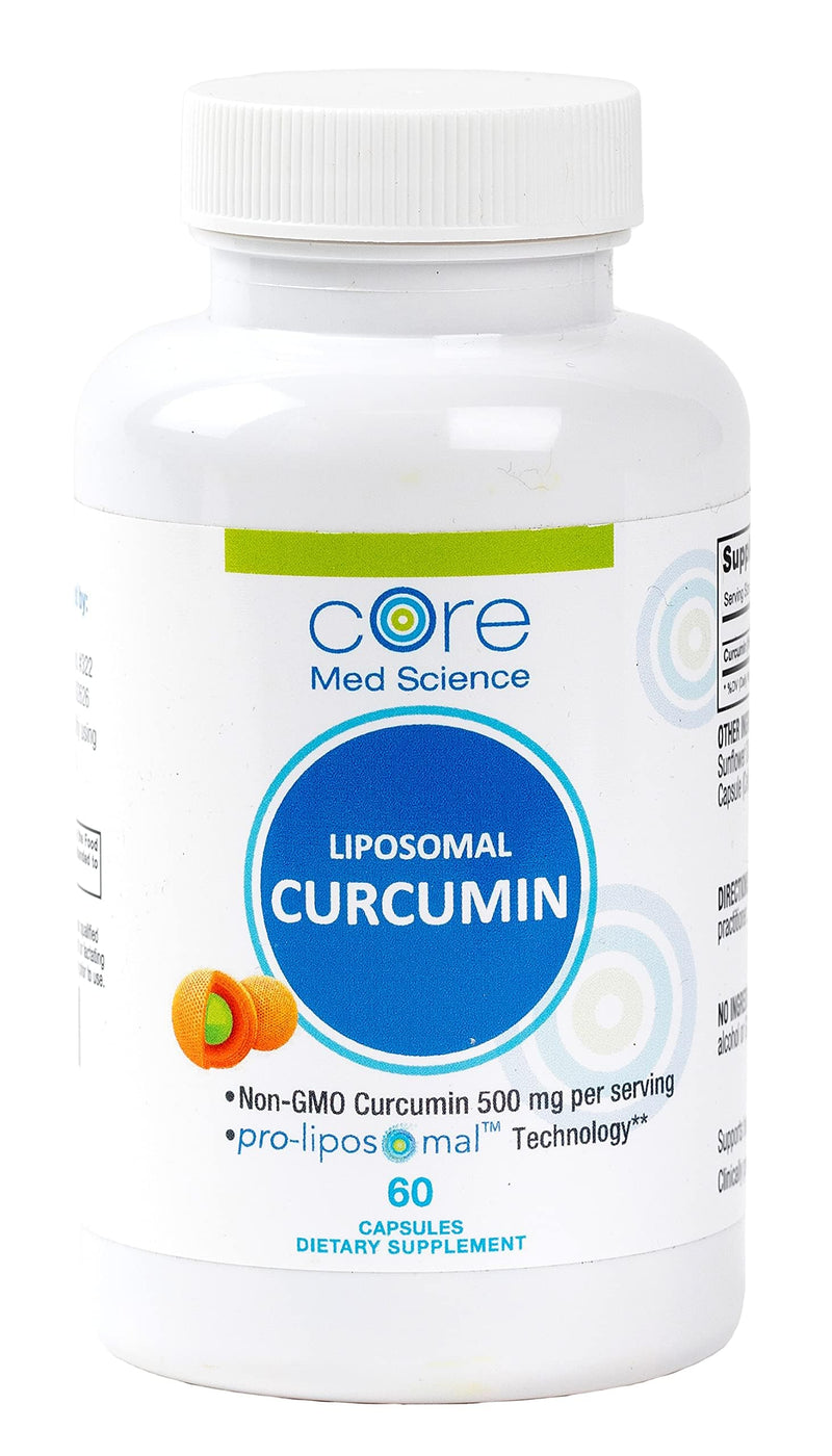[Australia] - Core Med Science Liposomal Curcumin Capsules, 500mg - Pure Turmeric Extract Supplement - High Absorption Joint & Heart Health Support for Adults - Promotes Cognitive & Brain Health, Non-GMO (60 Count) 
