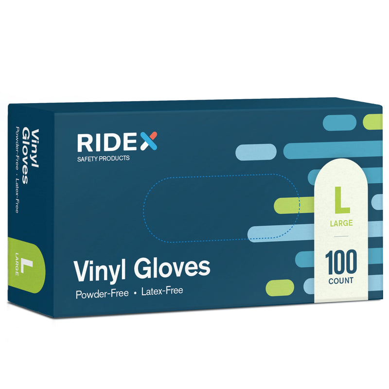 [Australia] - Ridex Disposable Gloves Latex-Free Clear Vinyl Gloves [100-Count] Powder-Free All-Purpose Gloves, Dispenser Box Gloves 100 Pieces - Size Large Glove Medical Large (Pack of 100) 