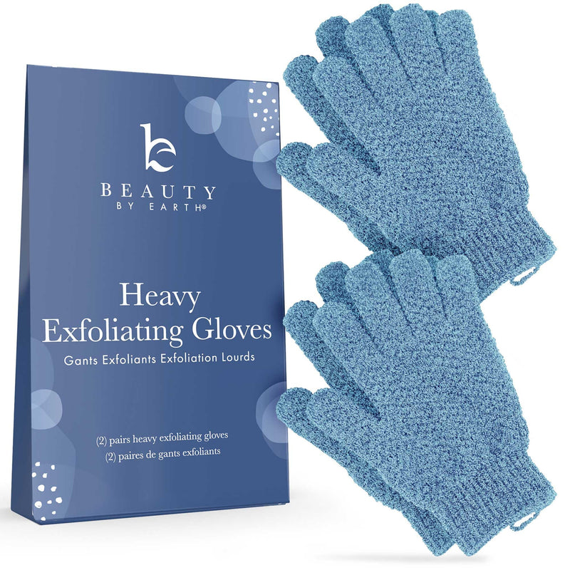 [Australia] - Exfoliating Glove (4 Pcs, 2 Pairs) - Heavy Exfoliate Glove for Dead Skin Bath Exfoliating Gloves for Shower Spa Massage & Body Scrub - Shower Gloves Exfoliating for Women & Men 