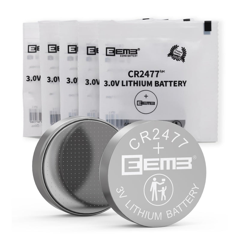 [Australia] - EEMB 5 Pack CR2477 Battery 3V Lithium Battery Button Coin Cell Batteries 2477 Battery DL2477, ECR2477 for Electronic Candle, Light, Remote Control, Key Fob, Alarm, Contact Sensor, Smart Devices… 