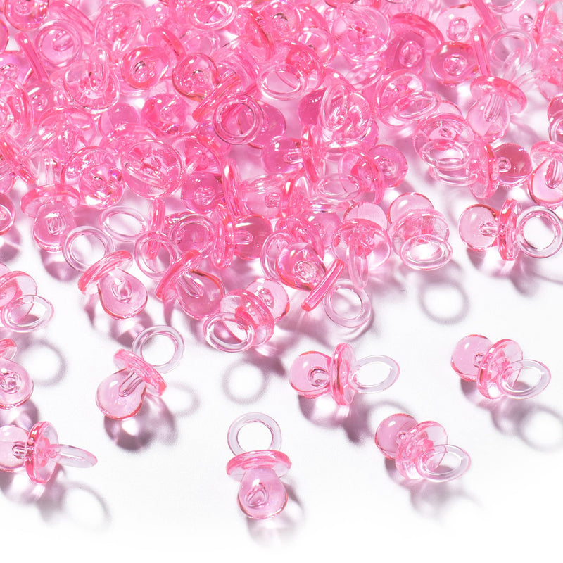 [Australia] - 150 Mini Acrylic Pacifiers for Baby Shower Game, 0.86 Inch Bulk Chupones Para Gender Reveal Party Favors Table Decoration (Pink) Pink 
