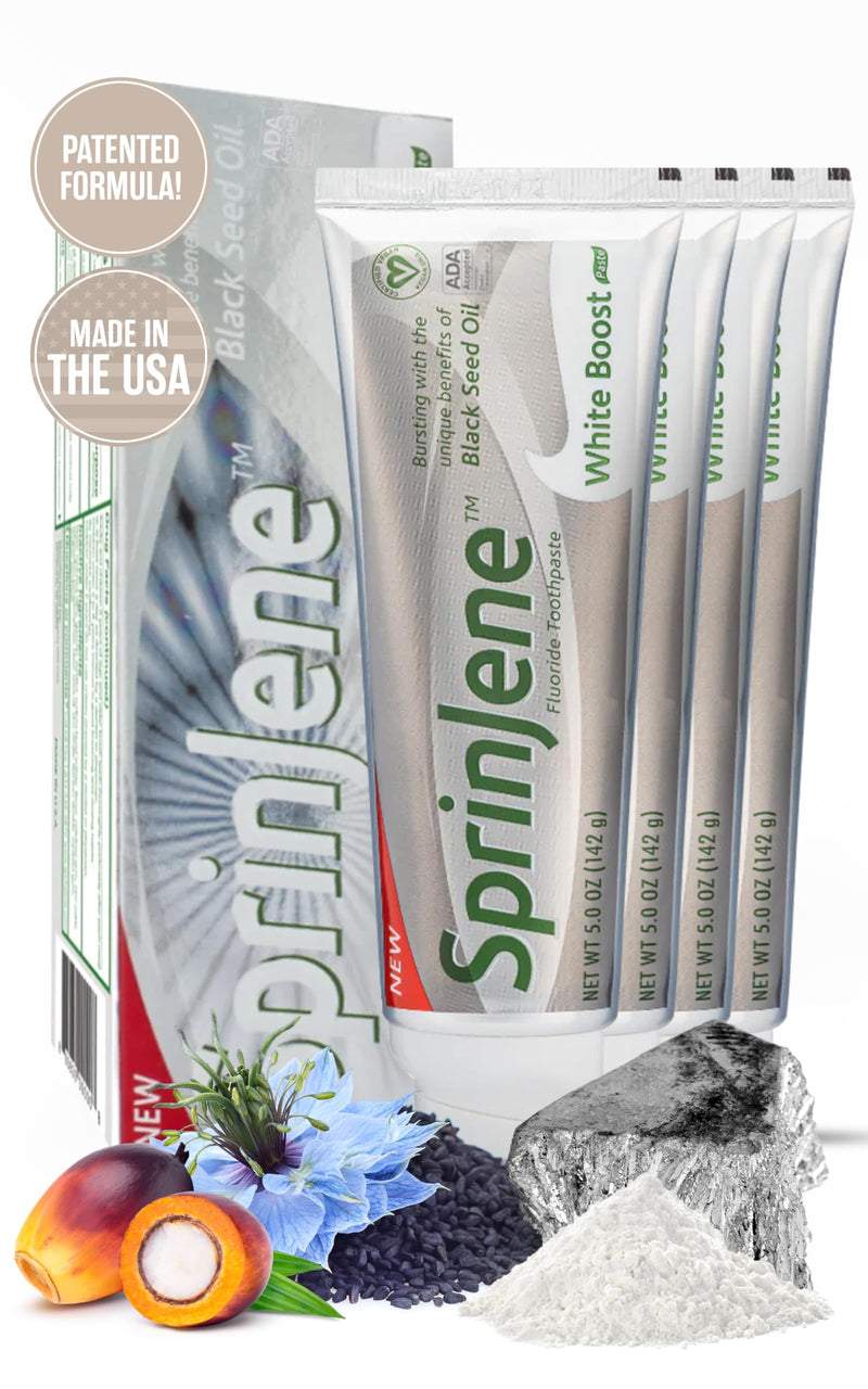 [Australia] - SprinJene Original White Boost | Whitening Toothpaste with Fluoride for Cavity Protection | 4 Pack 5.00 Ounce ( Pack of 4 ) 