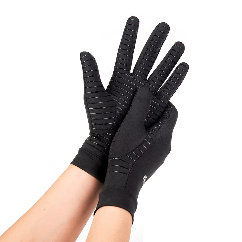 2 Pairs Copper Compression Gloves for Women Men, Full Finger Breathable & Moisture Wicking Arthritis Compression Gloves for Relieving Carpal Tunnel Aches, Rheumatoid Pains, Joint Swell Two Pairs Small: 2 1/5''-2 3/5''