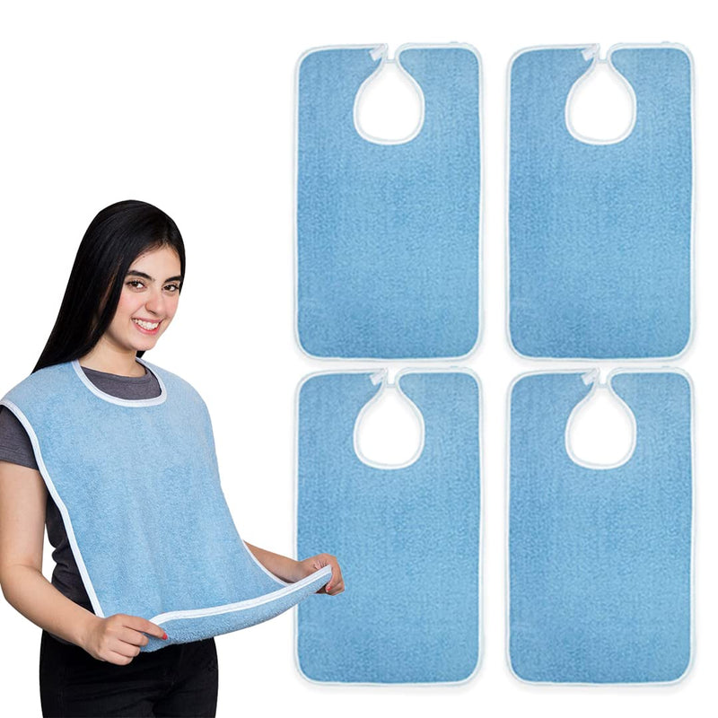[Australia] - Avalon Towels Adult Bibs For Women & Adult Bibs for Men - Terry Cloth Adult Bibs for Eating, Bibs for Adults Senior Citizens Pack of 4 Blue 