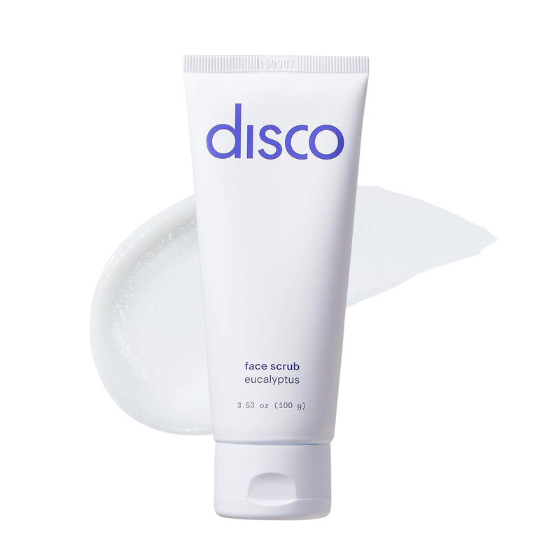 [Australia] - Disco Men’s Renewing Face Scrub – Natural & Organic Deep Exfoliating Cleanser & Pre Shave Wash, Soften, Remove Blackheads & Ingrown Hair, Eucalyptus, Paraben-Free with Coffee Extract, AHA & BHA, 2oz 
