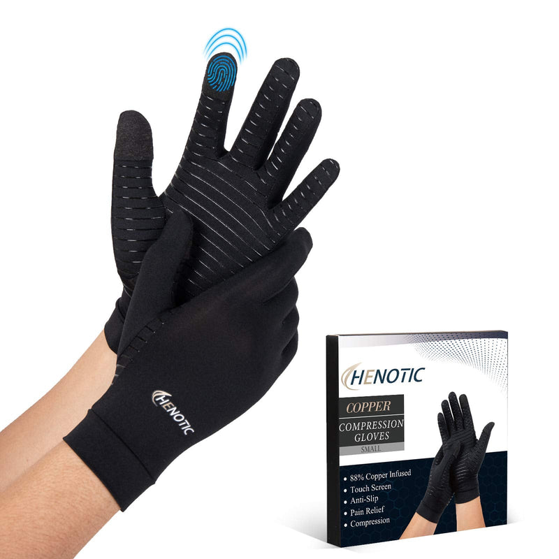 [Australia] - Copper Arthritis Gloves for Women Men, Touch Screen Anti-Slip Arthritis Compression Gloves for Relieving Carpal Tunnel Aches, Rheumatoid Pains, Joint Swell One Pair Small: 2 1/5''-2 3/5'' 