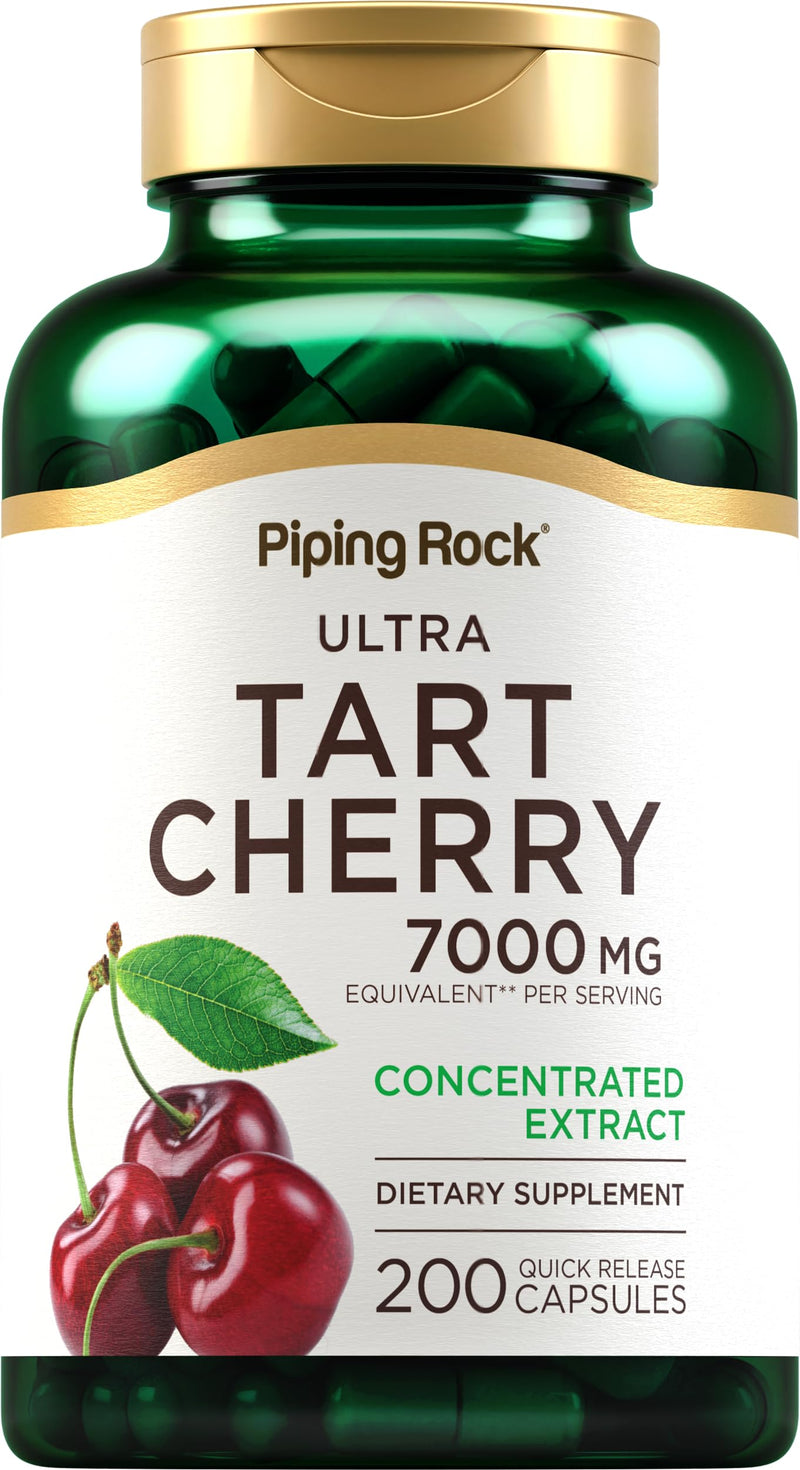 [Australia] - Piping Rock Tart Cherry Extract Capsules | 7000 mg | 200 Pills | Ultra Strength | Non-GMO, Gluten Free Supplement 