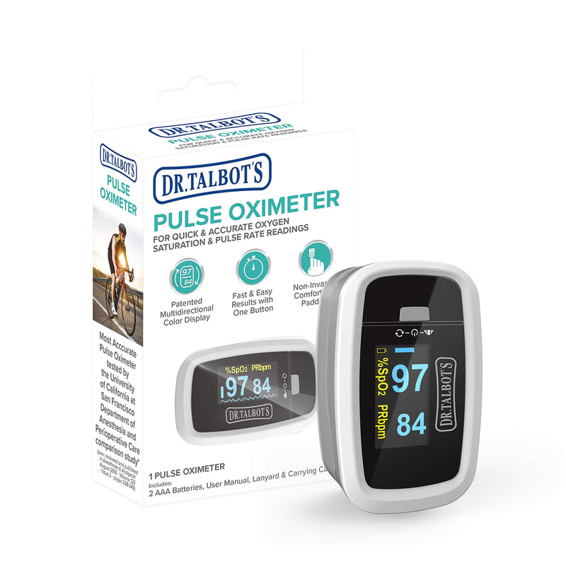 [Australia] - Dr. Talbot's Pulse Oximeter with Lanyard and Travel Pouch, White And Gray 