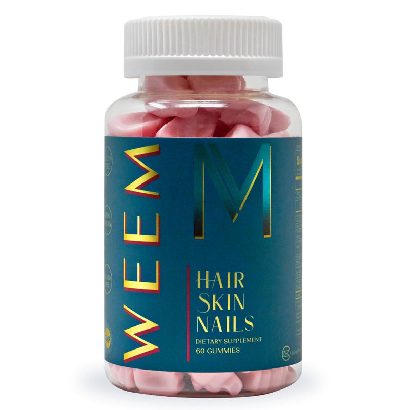 WEEM Hair Skin and Nails Gummies - Supports Healthy Hair - Vegan biotin Vitamins for Women & Men Supports Faster Hair Growth, Stronger Nails, Healthy Skin, Extra Strength (1) 1