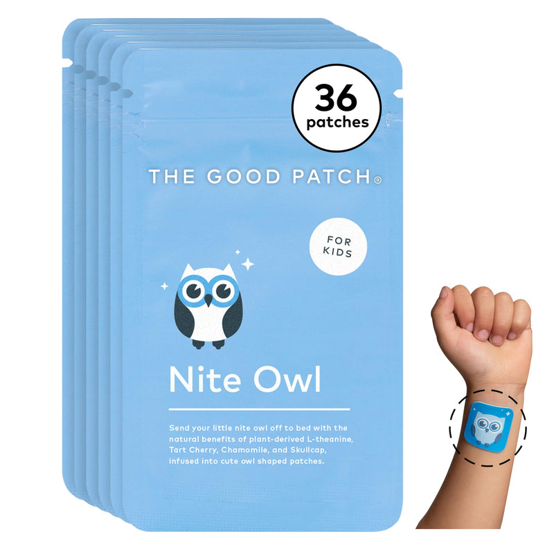 [Australia] - The Good Patch Nite Owl Patch, Natural Sleep Patch Support for Kid Bedtime with Tart Cherry, Chamomile, and Skullcap, Plant Powered, Sustained Release (36 Total Patches) 6 Count (Pack of 6) 