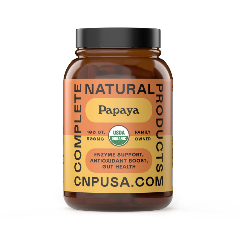 [Australia] - Complete Natural Products Organic Papaya Enzymes & Papain Enzyme Capsules - 500mg 100 Pills, Organic Papaya Powder Digestive Super Fruit Capsules 