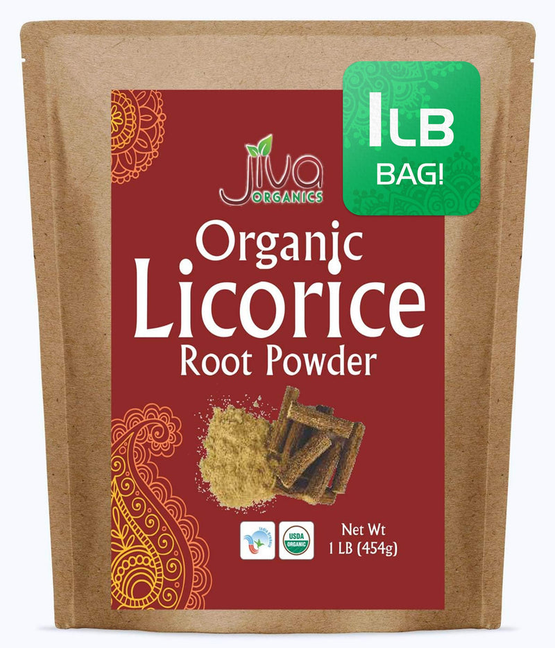 [Australia] - Jiva Organics Licorice Root Powder 1 Pound Bulk Bag (16oz) - Glycyrrhiza glabra - Mulethi - Yashtimadhu - Non-GMO 