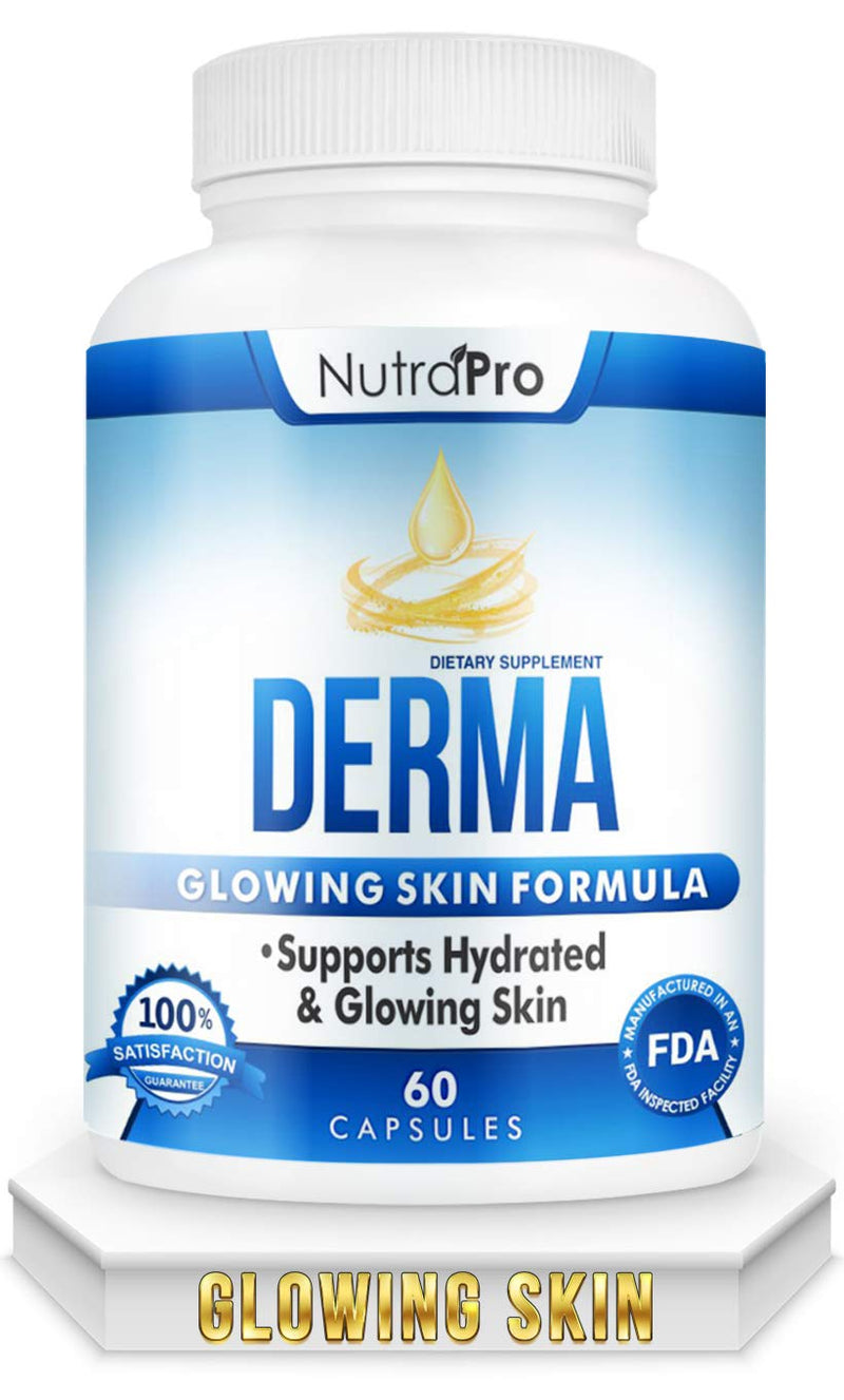 Dermal Repair Complex for Hydrated, Glowing Skin –Anti Aging Supplement with Phytoceramides & Alpha Lipoic Acid. Fast Results Hydration Pills Enhances Smoothness & Reduces Wrinkles. 60 Liquid Capsules