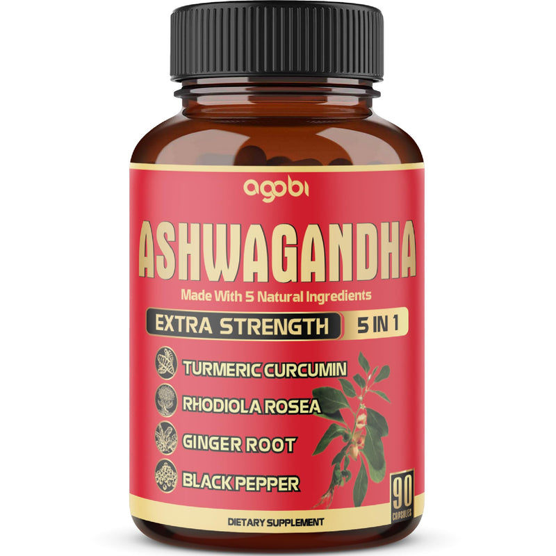 [Australia] - 90 Capsules - Ashwagandha Supplement Capsules - Ginger Root, Turmeric, Rhodiola Rosea & Black Pepper 90 Count (Pack of 1) 