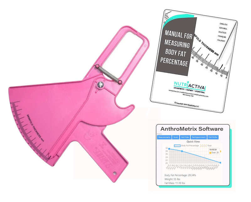 [Australia] - Slim Guide Style Skinfold Caliper with Body Fat Software and Multilingual Manual Pink 