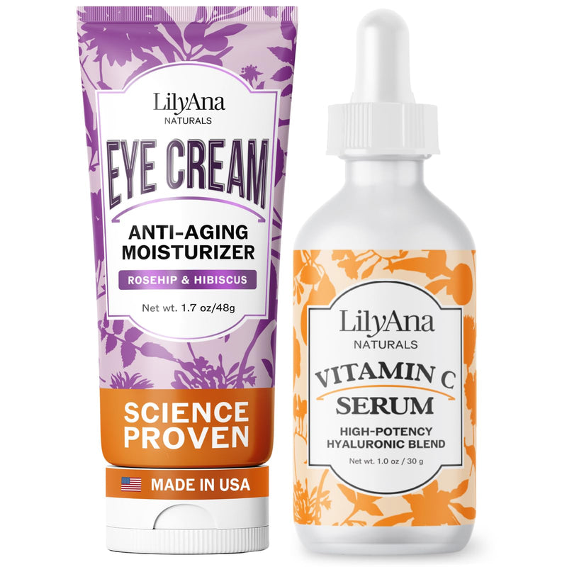 LilyAna Naturals Eye Cream 1.7oz and Vitamin C Serum 1oz Bundle