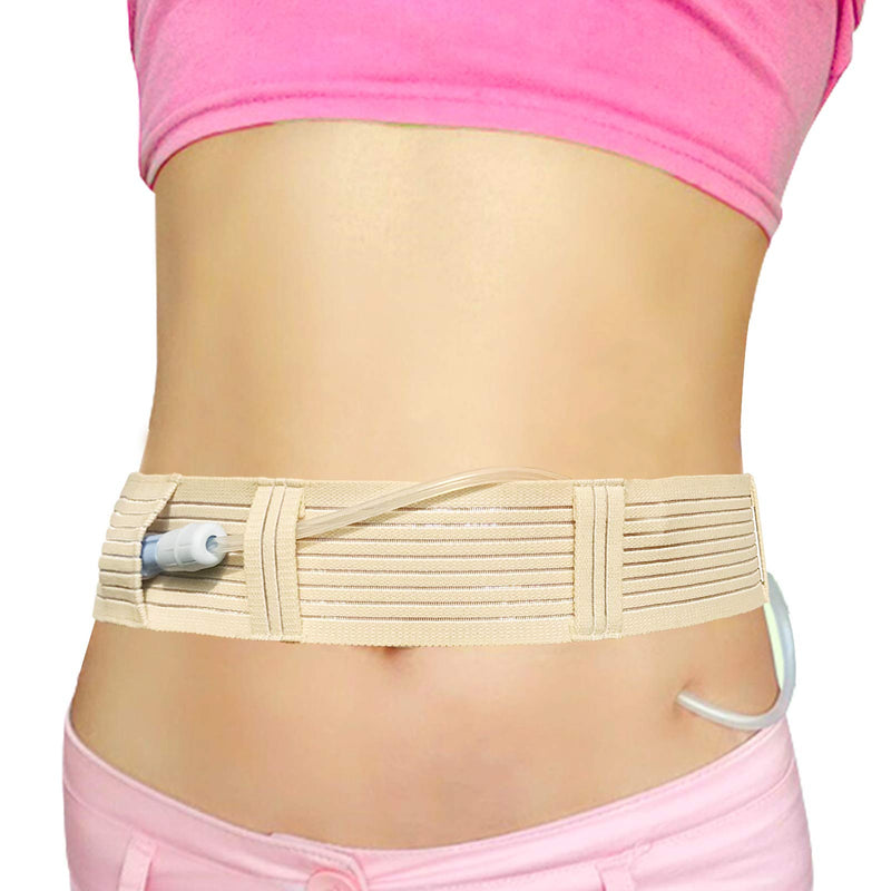 [Australia] - PD Cotton Belt Peritoneal Dialysis Catheter Supplies Stretchy Breathable Abdominal Holder Accessories Adjustable for Secure Dialysis Line Peg G Feeding Tube Women Men Medium(28"-41") Medium(28"-41") Beige 