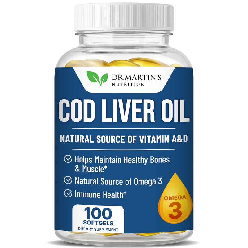 Cod Liver Oil 300 Softgels, Burpless Omega 3 with EPA & DHA, Vitamin A & D | Norwegian Fish, Easy-to-Swallow Capsules for Immune Support, No Fishy Aftertaste, Heart Brain Eye Immune, Easy on stomach 1 Count (Pack of 300)