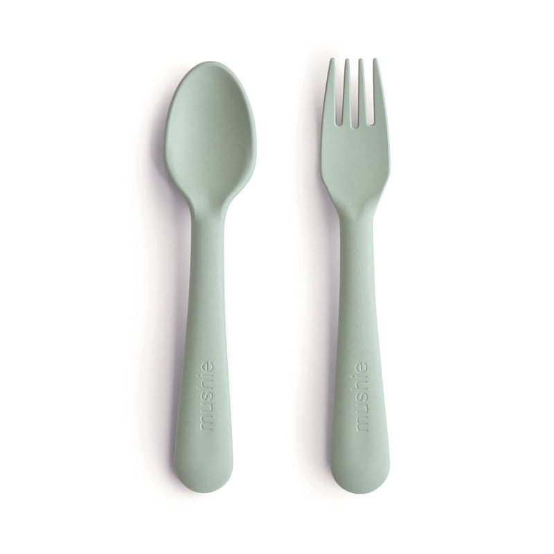 [Australia] - mushie Flatware Fork and Spoon Set for Kids | Made in Denmark (Sage) (Sage) Fork/Spoon 