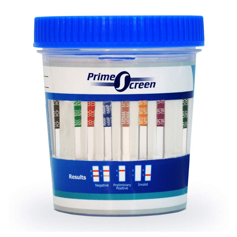 [Australia] - Prime Screen Multi Drug Test Cup 10 Panel Kit - Urine Screening Test Marijuana(THC),AMP,BAR,BZO,COC,mAMP,MDMA,MTD,OPI,PCP,THC-[5 Pack]-TDOA-3104 