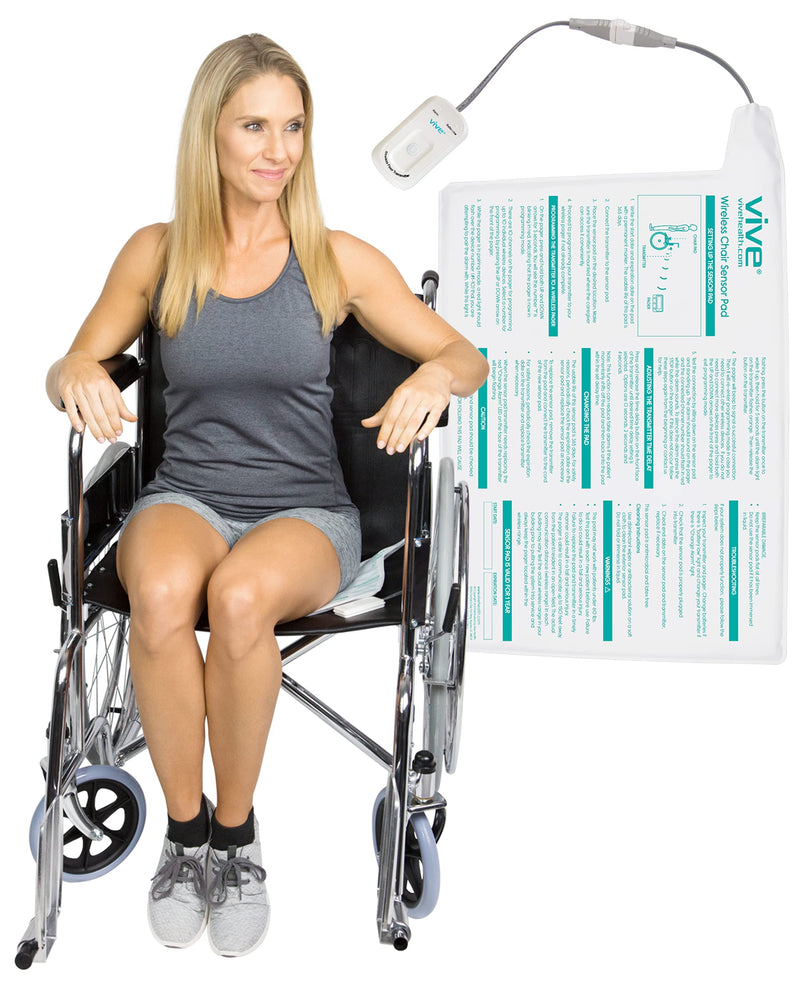 [Australia] - Wireless Chair Alarm by Vive - Wheelchair Motion Sensor Kit for Elderly Dementia Patients - Weight Movement Pressure Pad Detector - Automatic Health Alert System for Mat Elderly Chair Alarm + Pager 