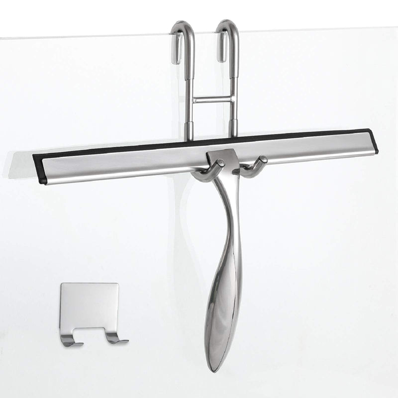 [Australia] - Simtive 12-Inch Shower Squeegee Set, includes Shower Door Hook and Adhesive Hook, Squeegee for Shower Doors, Mirror and Window, Silver 