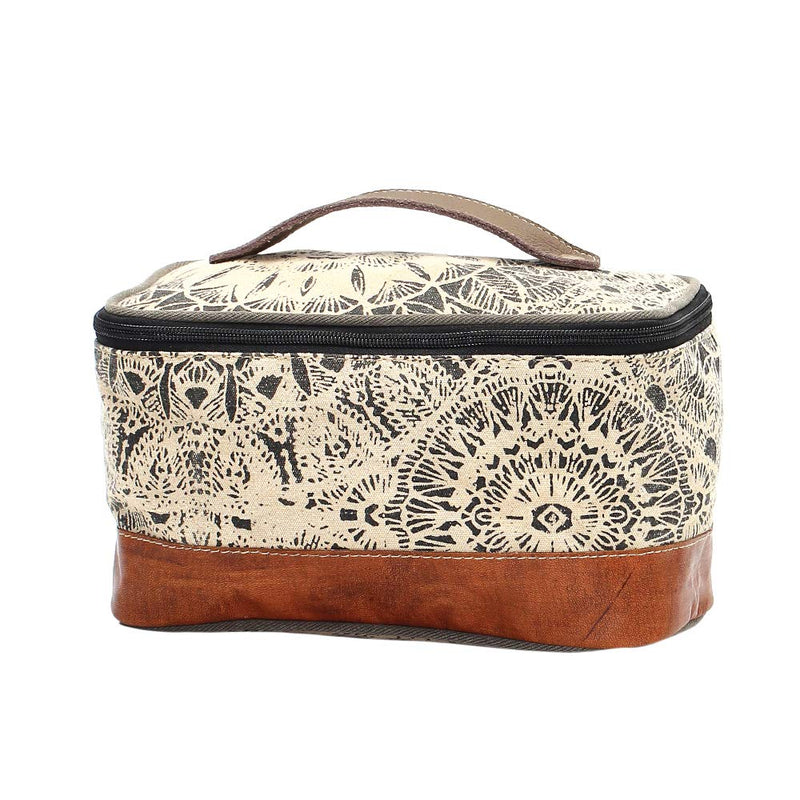 Myra Bag Boho Purses for Women - Canvas Bag with Buffalo Leather Detailing and Geometric Pattern, Boho Handbags for Women Vintage