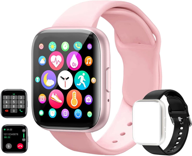 [Australia] - Smart Watch Answer Make Call, Smartwatch for Android iOS Phones with Call Text, Life Water-Resistant Heart Rate Blood Pressure SpO2 Pedometer Sleep Tracker Smart Watch for Women Men (Pink) 