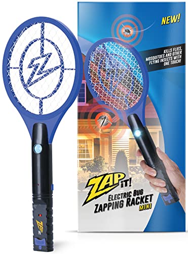 [Australia] - ZAP IT! Bug Zapper Rechargeable Electric Fly Swatter Racket, 4,000 Volt, USB Charging Cable Mini Blue 