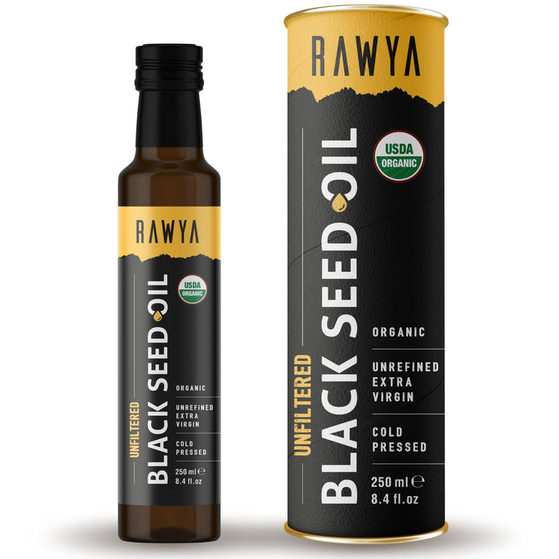 [Australia] - Black Seed Oil, Organic, Unfiltered, 8.4 Fl Oz, RAWYA, Cold Pressed, Glass Bottle, Nigella Sativa Oil, Non-GMO, Black Cumin Seed Oil, also known as Kalonji Oil, Nigella Oil 