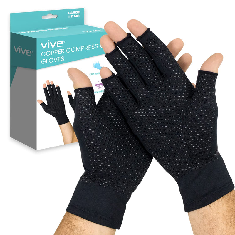 [Australia] - Vive Fingerless Arthritis Gloves for Men & Women Made w/Copper Infused Fabric - Therapeutic Compression for Swelling, Carpal Tunnel, Tendonitis, Edema, & Finger Pain - Comfortable Non-Slip (Medium) Medium 