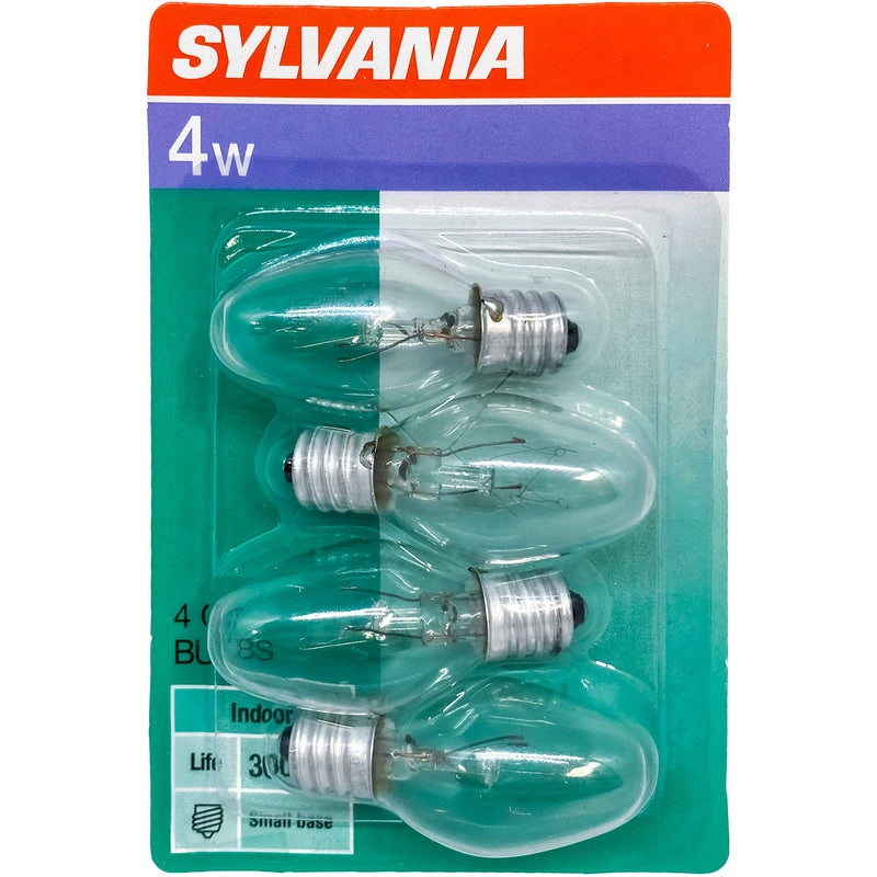 [Australia] - SYLVANIA Home Lighting Incandescent Small Appliances Bulb, C7-4-Watt, Clear Finish, Candelabra Base (4 Bulbs) 