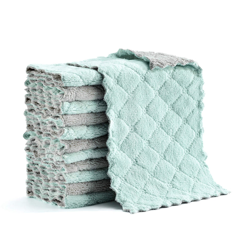 [Australia] - Microfiber Cleaning Cloth, Kitchen Towels, Double-Sided Microfiber Towel Lint Free Highly Absorbent Multi-Purpose Dust and Dirty Cleaning Supplies for Kitchen Car Cleaning. Pack of 12 6.1x10.4 Inch (Pack of 12) Green 