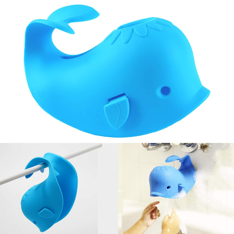 [Australia] - Bath Spout Cover for Bathtub,Baby Shower Protector Cover A Fun Way to Protects Baby from Bumping Head During Bathing Time Cute Soft Whale Design Making for Enjoyable Safe Baths (1 Pack,Blue) Blue 