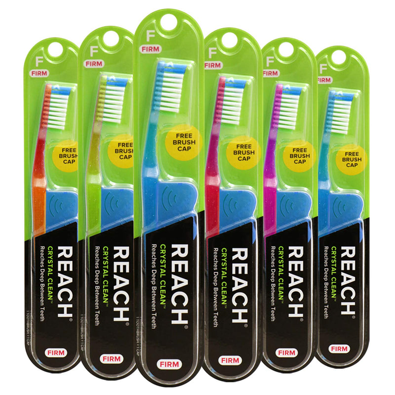 [Australia] - Reach Crystal Clean Toothbrush, Firm Bristles, 1 Count, Pack of 6 