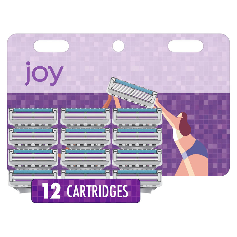 [Australia] - joy Womens Razor Blade Refills, 12 Count, Purple, Lubrastrip to Help Avoid Skin Irritation 