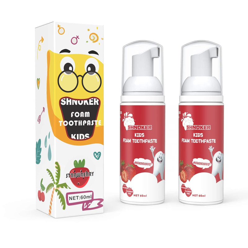 [Australia] - Kids Foam Toothpaste with Strawberry Flavor, Fluoride Free Natural Formula, Foam Toothpaste for Electric Toothbrush(60ml)(2 Pack) 1 Count (Pack of 2) 