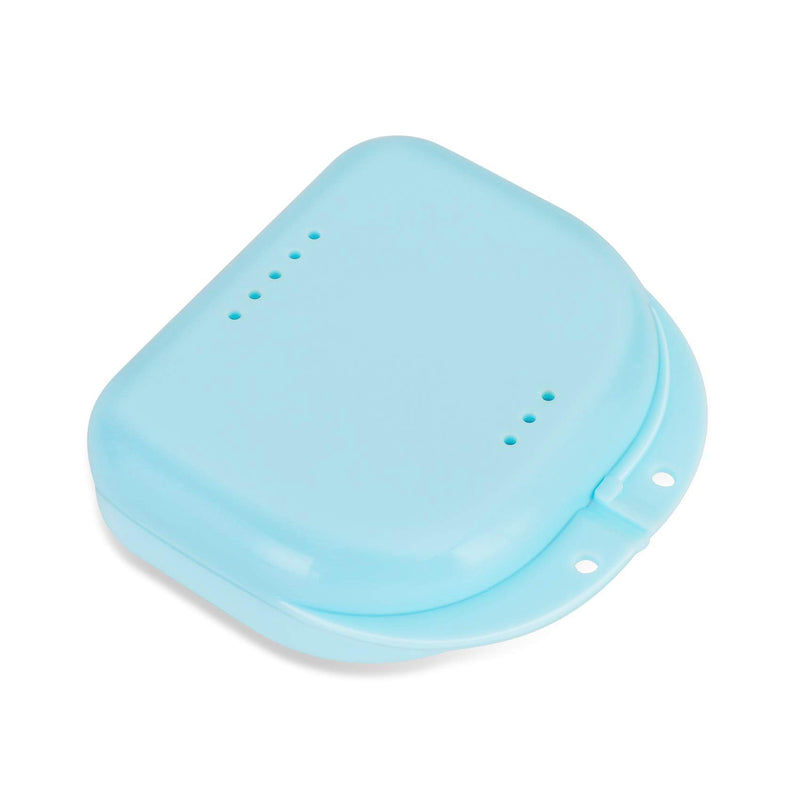 [Australia] - Dental Mouthguard Container Orthodontic Retainer Case with Vent Holes, Denture Holder Box Clear Aligner Case Slim for Household|Travel|Office - Bluish - Light & Easy to Carry 