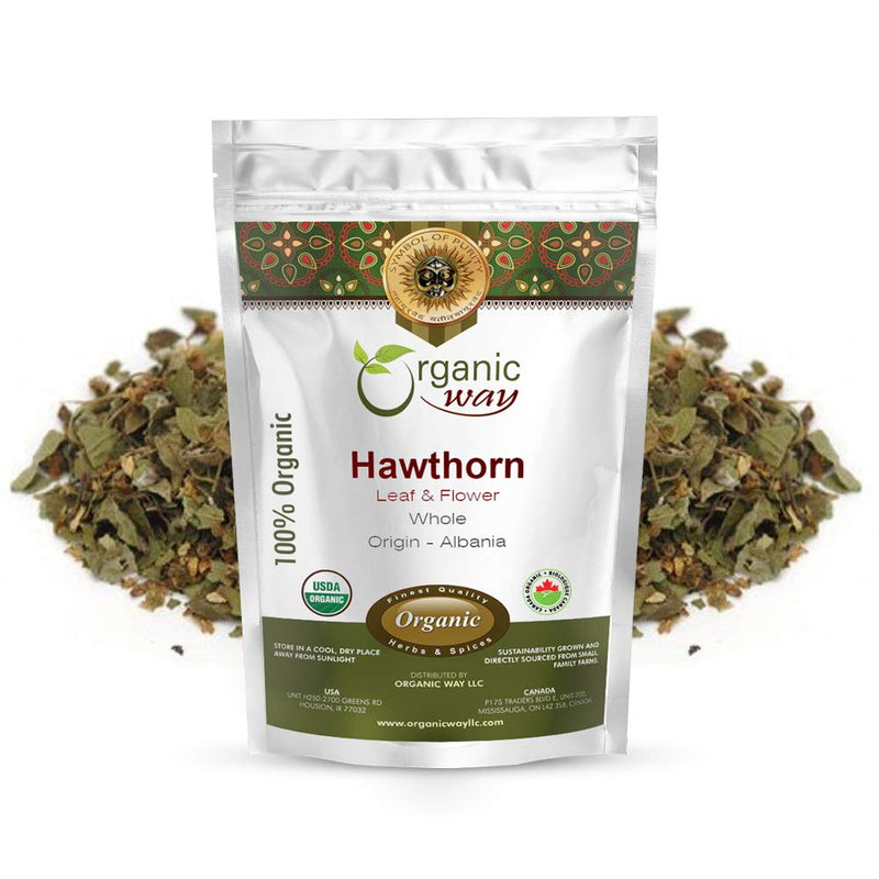 [Australia] - Organic Way Hawthorn Leaf and Flower Whole (Crataegus monogyna) - Herbal Tea | European Wild-Harvest | Organic, Kosher & USDA Certified | Non GMO & Gluten Free | Origin - Albania (1 LBS / 16 Oz) 