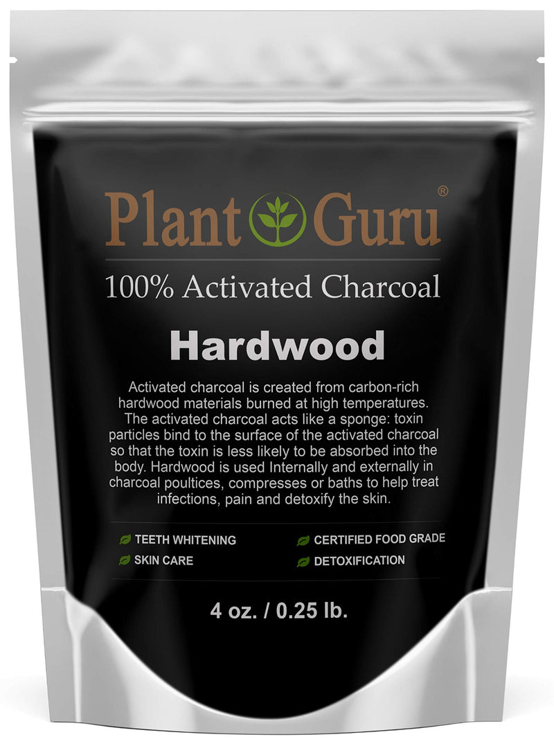 [Australia] - Plant Guru Activated Charcoal Powder 4 oz. HARDWOOD - Food Grade Kosher Non-GMO - Teeth Whitening, Facial Mask and Soap Making. Promotes Natural Detoxification and Helps Digestion 