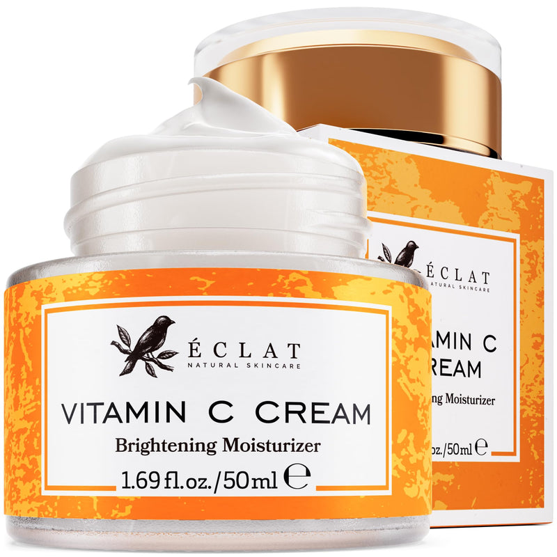 Eclat Skincare Vitamin C Moisturizer for Face with Hyaluronic Acid & Squalane - Face Brightening Cream - Anti Aging, Firming & Hydrating Vitamin C Cream for All Skin Tone 50 ml Brightening Vitamin C Cream