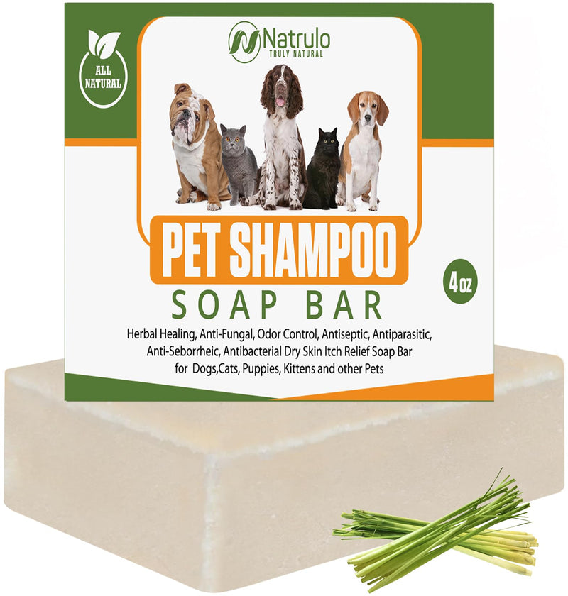 Natrulo All Natural Pet Shampoo Soap Bar for Dogs, Cats, Puppies – Herbal Healing Dry Skin Itch Relief, Odor Control Bar Soap for Pets – Gentle, Plant-Based, Easy-to-Use Pet Soap Bar Made in USA - PawsPlanet Australia