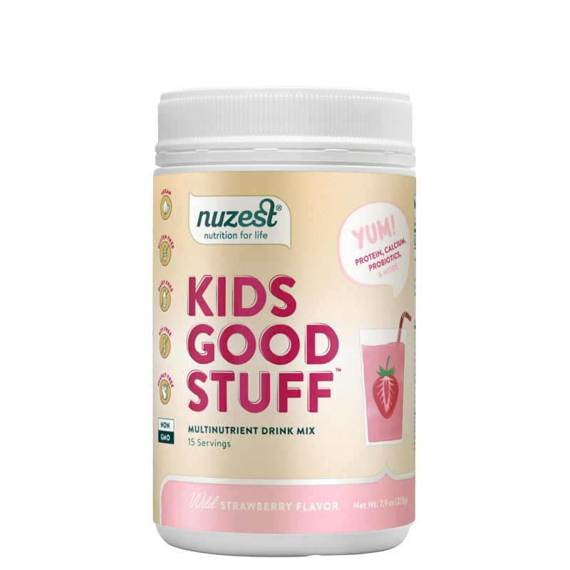 Nuzest - Kids Good Stuff - Vegan Smoothie Mix - Wild Strawberry - Multivitamin Nutritional Supplement Protein Shake - Dairy Free - Supporting Growth and Development - 225g/ 7.9 oz (15 Servings) 7.9 Ounce (15 Servings)